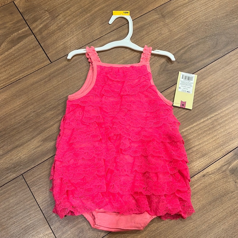 NWT Girls Pink Ruffle Dress 12m